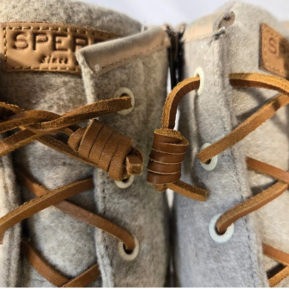 Sperry Saltwater Duck Boots Womens Grey Wool Ivory Rubber‎ STS82473